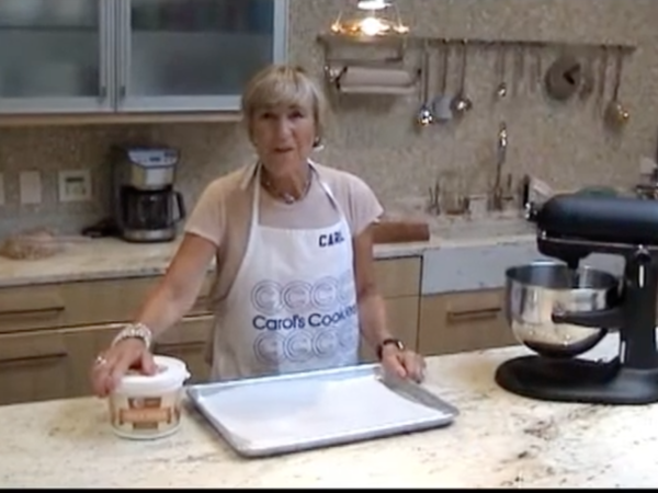Carol from Carol's Cookies on TV cooking segment
