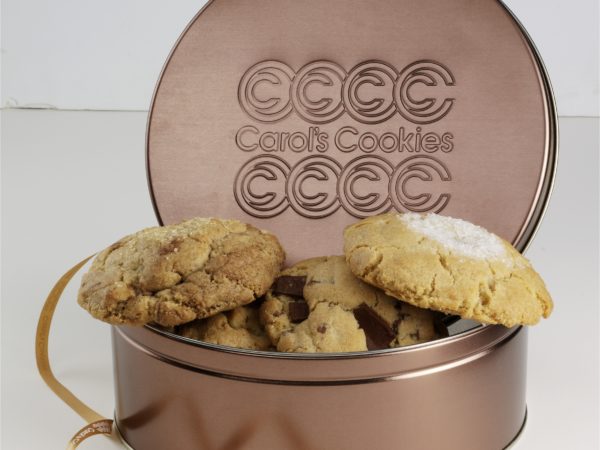 cookie gift gold tin